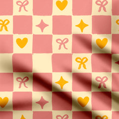 Pink checkerboard Print Fabric