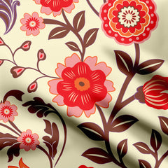 Vintage Floral Kalamkari Print Fabric