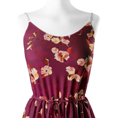 Artistic Florals Maroon & Mustard Print Fabric