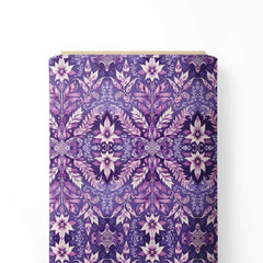 Purple Leafy Floral Print Fabric