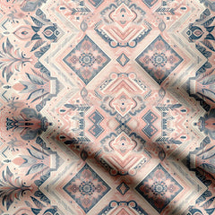 Plain Pink Muted Geo Design Print Fabric