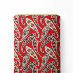 paisley design red ground Print Fabric