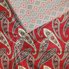 paisley design red ground Muslin Unstitched Suit Set