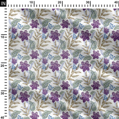 textured flowers and leaf Print Fabric