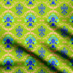 Regal Radiance Damask Green Print Fabric