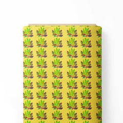 Crotons on Yellow Background Print Fabric