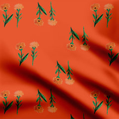 Orange florals on Orange background Print Fabric