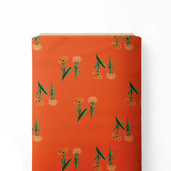 Orange florals on Orange background Print Fabric