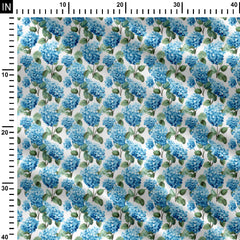 blue hygrangea flower Print Fabric