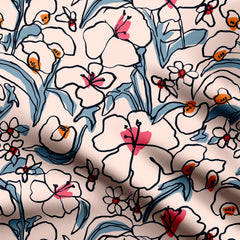 balck strok pattern Print Fabric