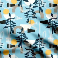 flower with geometric pattern Print Fabric