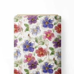 flower with foil Print Fabric