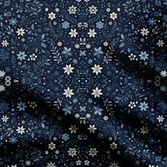 BerryBlue Kalam Floral Print Fabric