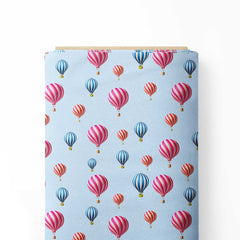 Blue Hot Air Balloon Print Fabric