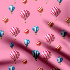 Pink Hot Air Balloon Print Fabric