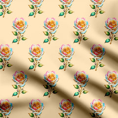 Beige Flower Print Fabric
