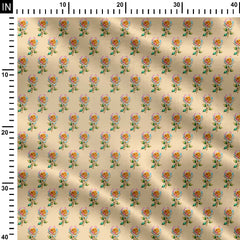 Beige Flower Print Fabric