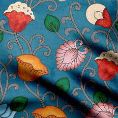 Blue Texture Pichwai Print Fabric