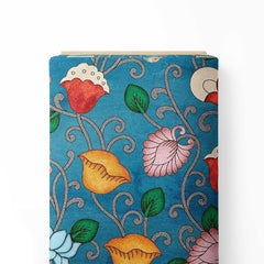 Blue Texture Pichwai Print Fabric