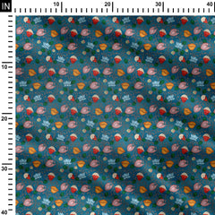 Blue Texture Pichwai Print Fabric