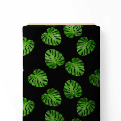 Black Palm Leaves Print Fabric