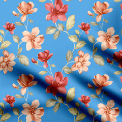 Blush on Blue Print Fabric