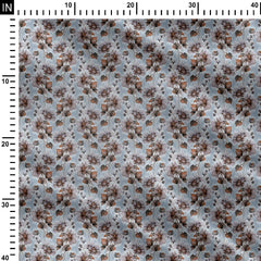 Grey Mist Blossoms Print Fabric