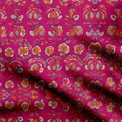 Fuchsia tiny kalamkari Print Fabric