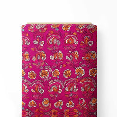 Fuchsia tiny kalamkari Print Fabric