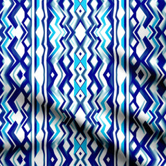 Blue Stripe Zigzag Print Fabric