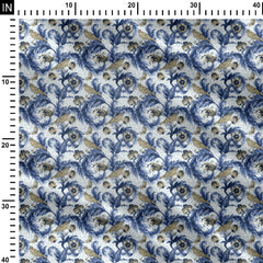 bird and blue leaf design Cotton Fabric