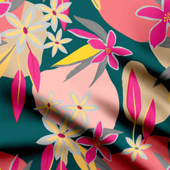 flowers in tropical style Print Fabric