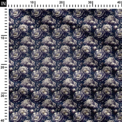dark vintage flower design Print Fabric