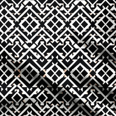 Black White Geometric Print Fabric