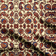 Cream Kalamkari Print Fabric