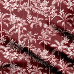 red toon tropical Print Fabric