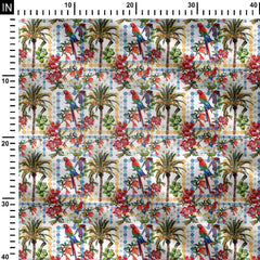 palm tree with parrot pattern Print Fabric