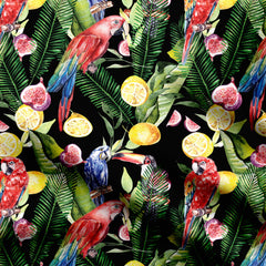 parrot and lemon fruit pattern Cotton Poplin Print Fabric