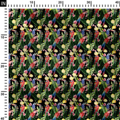 parrot and lemon fruit pattern Cotton Poplin Print Fabric