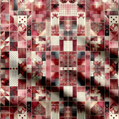 Red Geometric Blocks Print Fabric