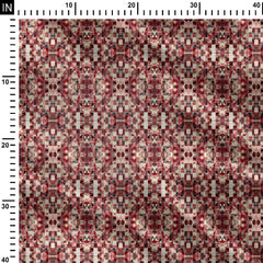 Red Geometric Blocks Print Fabric