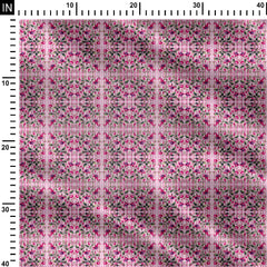 Pink Plaid Floral Print Fabric