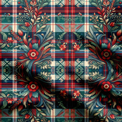 Plaid Floral Print Fabric