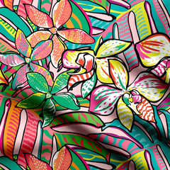 mixed colors flower Cotton Poplin Print Fabric