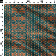 Dark Cyan Pichwai Intricate Tiny Print Fabric