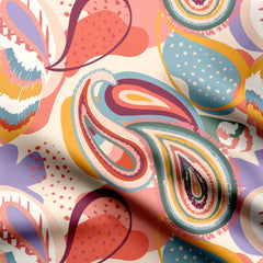 vector and colorful paisley Print Fabric