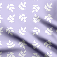 white leaves on lavender Print Fabric