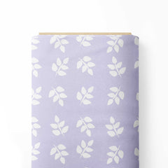 white leaves on lavender Print Fabric