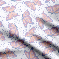 Glass Butterflies Ghost White Print Fabric