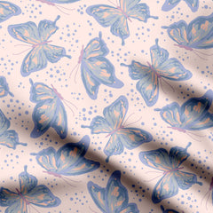 Glass Butterflies Blue Purple Print Fabric